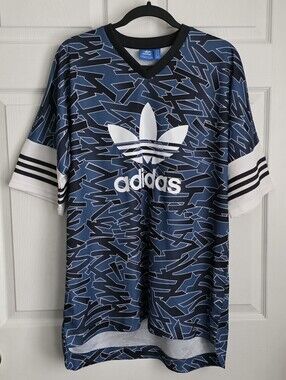 Adidas Originals Shattered Stripe Jersey Blue Geometric Soccer Shirt AZ3265 XL